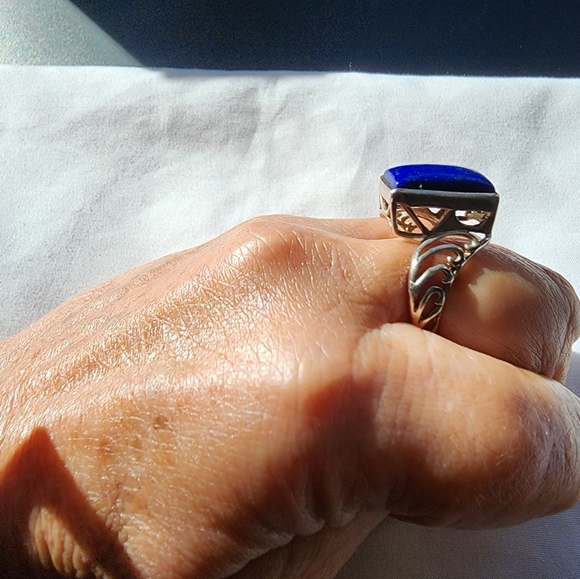 GENUINE LAPIS STERLING SILVER RING SIZE 10.5 - Picture 6 of 7